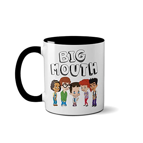Tasse mit großen TV-Serie Mund-Figuren – Keramik lustig Kaffee Tee heiße Getränke Geschenk (schwarzer Griff Prime) von SMARTYPANTS