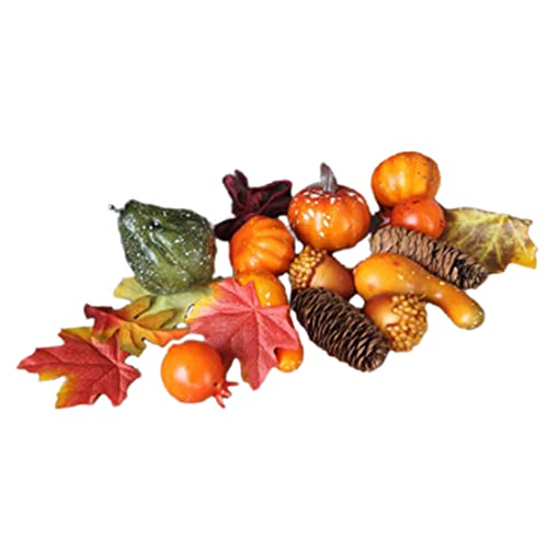 SMELEYOU Kürbis Herbst Deko Halloween künstliche Kürbisse Herbst Kürbisse Maple Kiefern Kegel Eicheln Set Thanksgiving Halloween Dekor kleine von SMELEYOU