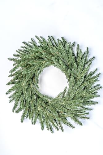 SMEREKA Weihnachtskranz 45 cm - Türkranz Weihnachten Deko 100% Spritzguss Kranz Tanne - Adventskranz Künstlich Türkranz Winter - Kranz für Kerzen (Grün) von SMEREKA