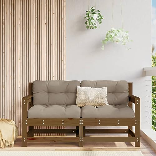 SMTSEC Gartenstühle mit Kissen 2 Stück Honigbraun Massivholz Kiefer von SMTSEC
