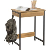 FWT43-N Schreibtisch mit Einer Schublade und 2 Haken Tisch Computertisch Arbeitstisch Natur bht ca: 60x77x40cm (Ohne Stuhl) - Sobuy von SOBUY