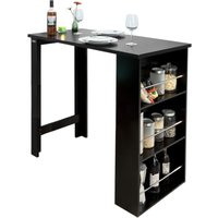 FWT17-SCH Bartisch schwarz Küchentisch mit 3 Regalfächern Stehtisch Tresen Theke, bht ca.: 112x106x57cm - Sobuy von SOBUY