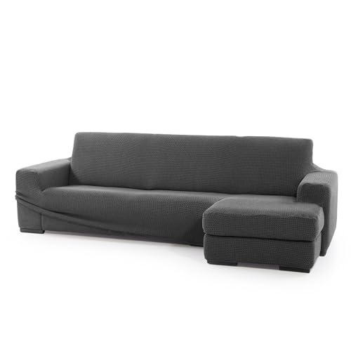 SOFASKINS® super elastischer Chaise Longue überzug, Sofabezug Kurze rechte Armlehne, Sofa überzug atmungsaktiv, bequem und langlebig, Kompatible Abmessungen des Sofas (210-340 cm), Farbe dunkelgrau von SOFASKINS