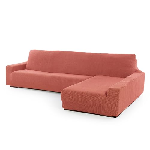 SOFASKINS® super elastischer Chaise Longue überzug, Sofabezug rechte Lange Armlehne, Sofa überzug atmungsaktiv, bequem und langlebig, Kompatible Abmessungen des Sofas (210-340 cm), Farbe Koralle von SOFASKINS