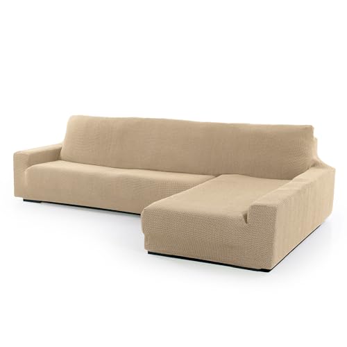 SOFASKINS® super elastischer Chaise Longue überzug, Sofabezug rechte Lange Armlehne, Sofa überzug atmungsaktiv, bequem und langlebig, Kompatible Abmessungen des Sofas (210-340 cm), Farbe beig von SOFASKINS