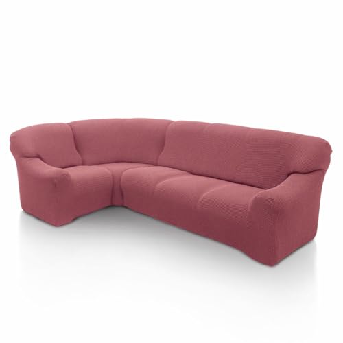 SOFASKINS super elastischer ecksofa überzug, waschbar, hochwertig, atmungsaktiv, bequem und langlebig, Sofa überzug, Einfach anzubringen, Maße (340-540 cm), Farbe Klare Fuxie von SOFASKINS