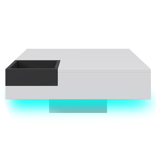 SOFTWEARY Couchtisch mit Abnehmbarer Aufbewahrungsbox und LED-Beleuchtung, 72/72/30 cm, Wohnzimmertisch SOFTWEARY Couchtisch mit Abnehmbarer Aufbewahrungsbox und LED-Beleuchtung, 72/72/30 cm, Wohnzimmertisch von SOFTWEARY