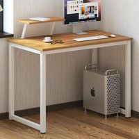 Home Computertisch 100 cm Schreibtisch Arbeitstisch mit Speicherplatine Bürotisch für pc und Laptop aus Holz und Metall - Teak - Soges von SOGES