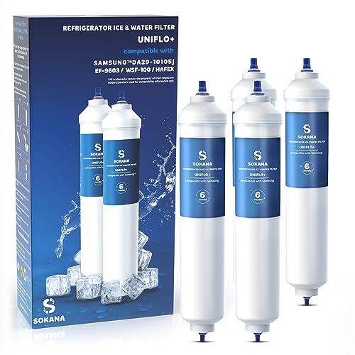 SOKANA 4 Kompatibel mit Samsung Filter Kühlschrank Side by Side Ersätz für Samsung Wasserfilter DA29-10105J LG Wasserfilter HAFEX/EXP | TÜV SÜD Zertifikat von SOKANA