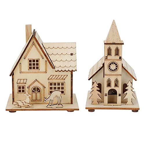 SOLUSTRE 2 Stücke Beleuchtet Weihnachtshaus LED Weihnachtsdorf Winterdorf Weihnachtsstadt Miniatur Haus Ornament Weihnachtsbaum Deko Geschenke für Weihnachten Xmas Winter Weihnachtsdeko von SOLUSTRE