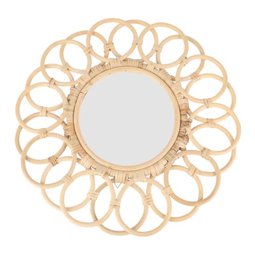 SOLUSTRE Nordischer Rattan Wandspiegel Vintage Handgefertigt Geflochtene Boho Dekoration Kompakter Runder Spiegel Retro Stil Wanddeko für Wohnzimmer Flur Badezimmer SOLUSTRE Nordischer Rattan Wandspiegel Vintage Handgefertigt Geflochtene Boho Dekoration Kompakter Runder Spiegel Retro Stil Wanddeko für Wohnzimmer Flur Badezimmer von SOLUSTRE