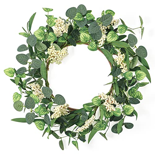 SOMYTING 45cm Künstlicher Eukalyptus Kranz runder Kranz Haustür Türschild Kranz Türkranz Girlande Wandbehang Zubehör Sommer-Kränze Blumenkranz für Hochzeit Heimdekoration (Klein) von SOMYTING