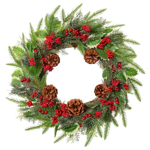 SOMYTING Türkranz Weihnachten Weihnachten Kränze Adventskranz Künstlicher Weihnachtskranz 60cm Künstlicher Kranz Türschild kränze Weihnachten Wohnzimmer Wanddeko für Haustür Kamin Dekoration von SOMYTING