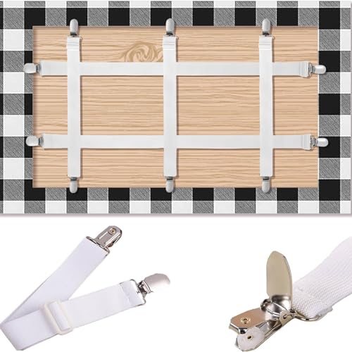 SONAXO Tischdeckenklammern Elastizität, 10 Stück versteckte Tischdeckenklammern, Elastische Riemen Clips zum Befestigen von Tischdecken Picknick Tischen Sofa Bett (White) von SONAXO