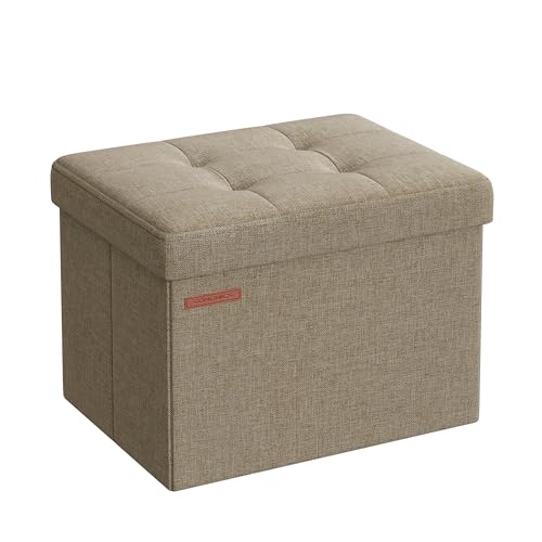 SONGMICS 41 cm Sitzbank mit Stauraum, klappbare Sitztruhe, Aufbewahrungsbox, Fußbank, helltaupe LSF102K01 von SONGMICS