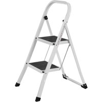 Songmics - Trittleiter, Leiter mit 2 Stufen, Klapptritt, Klappsicherung, einfach zu verstauen, bis 150 kg belastbar, weiß GSL12WT - Weiß von SONGMICS