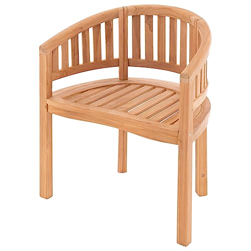 SONLEX Bananen-Stuhl Teak-Holz behandelt – Gartensessel Gartenstuhl Balkonstuhl Veranda-Stuhl Gartenmöbel geschwungen massiv handgemacht von SONLEX