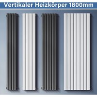 Design Heizkörper Vertikal 1800 Paneelheizkörper mittelanschluss Röhrenheizkörper Anthrazit 1800x239mm,Doppellagig,813 Watt,21-29m² von SONNI