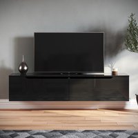 SONNI Lowboard,TV Board weiß/Schwarz hochglänzend hängend TV Schrank mit LED-Beleuchtung (12 Farben einstellbar), griffloses Design von SONNI
