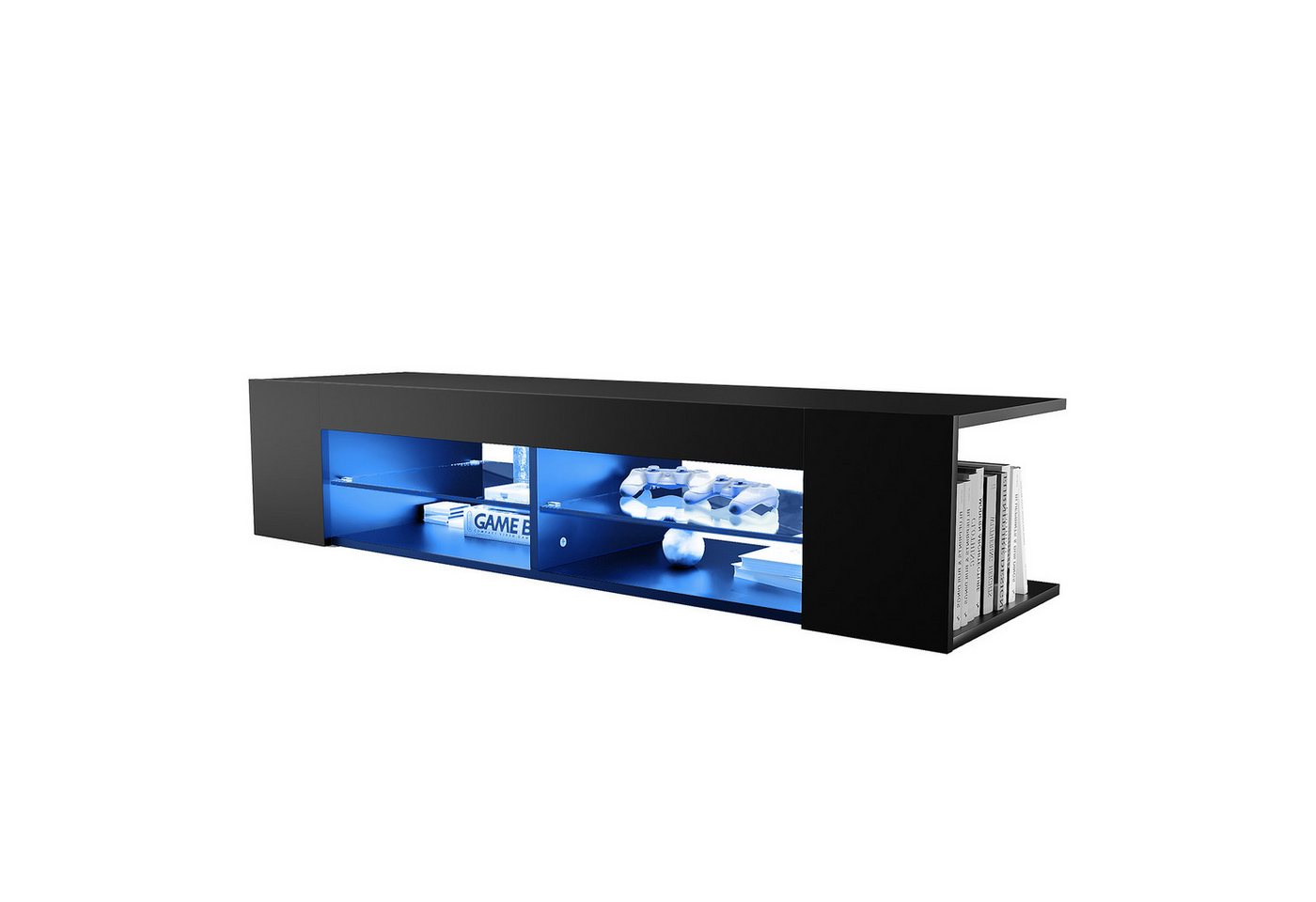 SONNI Lowboard TV-Schränke Breite 135cm weiß/schwarz Hochglanz mit LED Beleuchtung, tv schrank in wohnzimmer, sideboards von SONNI