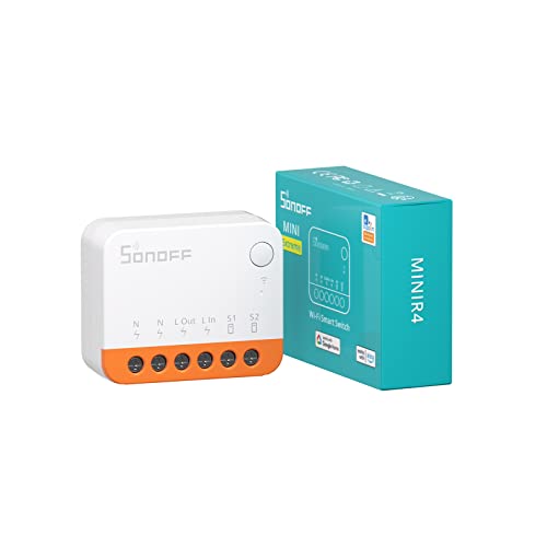 SONOFF MINIR4 WiFi Smart Schalter 2 Wege - Wlan Lichtschalter mit Timing-Funktion, Relay Split Mode, 2.4G WiFi, Funktioniert mit Alexa, Google Home Assistant, Fernbedienung über eWeLink App von SONOFF