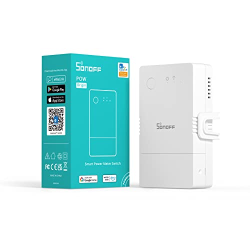 SONOFF Stromzähler Hutschiene Wlan 1 Phasen, Smart Energiezähler mit Stromverbrauchsmessung und Überlastschutzfunktion, DIN-Schienen Wifi energiemonitor 16A/4000W, Kompatibel mit Alexa/Google Home von SONOFF