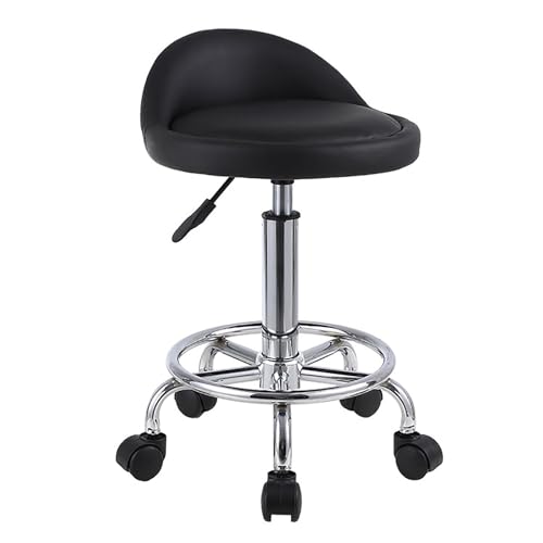 SONOSS Hocker höhenverstellbarer drehbarer Massage-SPA-Salonhocker Arbeitsstuhl mit Rollen (Color : Black) von SONOSS