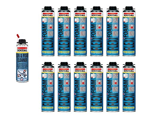 Soudal Sparset 12x Flexifoam Fensterschaum 500ml + Pistolenreiniger von Soudal