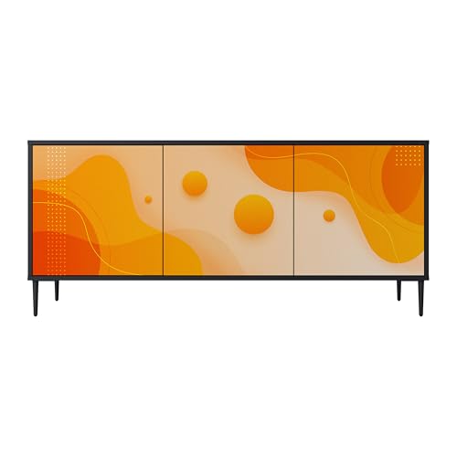 SPACEREBELS Kommode mit 3 Türen - Sideboard - Komodenschrank - Flurkommode - Schrank - Highboard - Kleiderschrank Möbel - Wohnzimmer Schlafzimmer Esszimmer Flur - schwarz SPACEREBELS Kommode mit 3 Türen - Sideboard - Komodenschrank - Flurkommode - Schrank - Highboard - Kleiderschrank Möbel - Wohnzimmer Schlafzimmer Esszimmer Flur - schwarz von SPACEREBELS