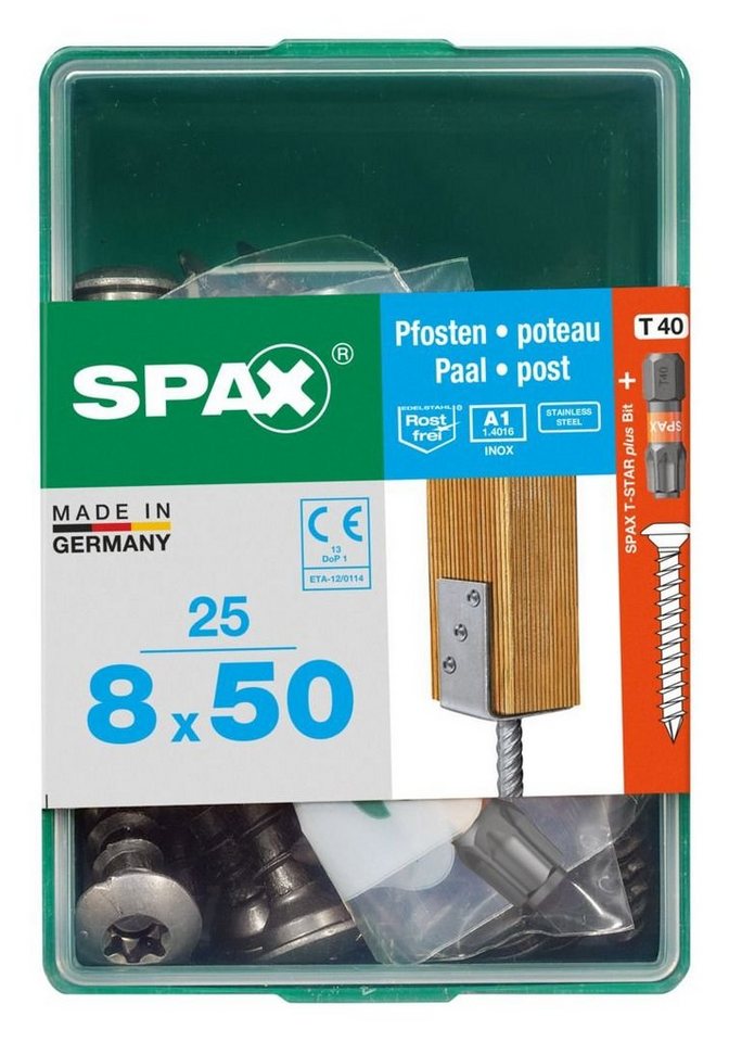 SPAX Holzbauschraube Spax Pfostenschrauben 8.0 x 50 mm TX 40 - 25 Stk. von SPAX