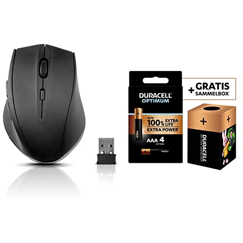 SPEEDLINK CALADO Silent Mouse - kabellose leise Maus für Büro/Home Office und Gaming + Duracell NEU Optimum AAA Micro Alkaline-Batterien von Speedlink