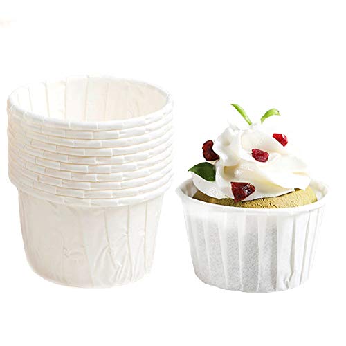 Spesh 50 Stücke Papier Backförmchen Muffinform Papier Cupcake Wrapper Paper Cups Einweg-Backbecher für Muffinform Bronnie Cupcake(Weiß) von Spesh