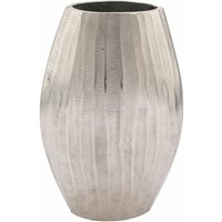 Spetebo - Aluminium Rillen Blumen Vase silber - oval / 33 cm - Alu Tisch Deko Metall rund groß von SPETEBO