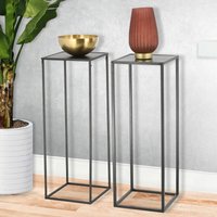 Metall Beistelltisch eckig 2er Set - 70 cm - Wohnzimmer Tisch Blumen Hocker von SPETEBO