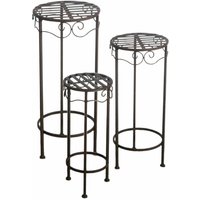 Spetebo - Metall Blumenhocker Rund im 3er Set - 68/58 / 48 cm - aus Eisen in brauner Rost Optik Blumen Ständer Etagere Pflanzentopfhalter von SPETEBO