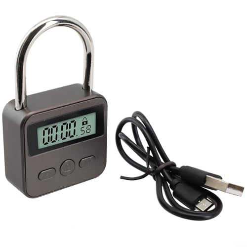 Smart Time Lock, Multifunktions Elektronische Timer, LCD Display Zeitsperre, Wasserdicht USB Wiederaufladbare Timer Vorhängeschloss mit Zinklegierung von SPORTARC