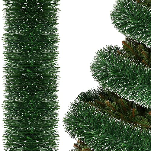 SPRINGOS Girlande für den Weihnachtsbaum Kunstgirlande grün-weiß 15 cm x 6 m Grasgirlande Baumboa extra breit Weihnachtsgirlande Weihnachtsdeko von SPRINGOS