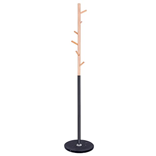 SPRINGOS Kleiderständer Marmor Baum-Optik 180 cm mit 6 Haken Jackenständer stabiler moderner Mantelständer für Diele (180 cm, Natural - Schwarz) von SPRINGOS