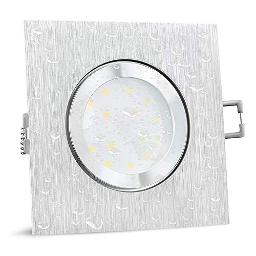 SSC-LUXon QW-2 Einbaustrahler LED flach gebürstet für Bad & Außen IP44 - mit 4W LED Modul neutralweiß 230V - Spot quadratisch von SSC-LUXon