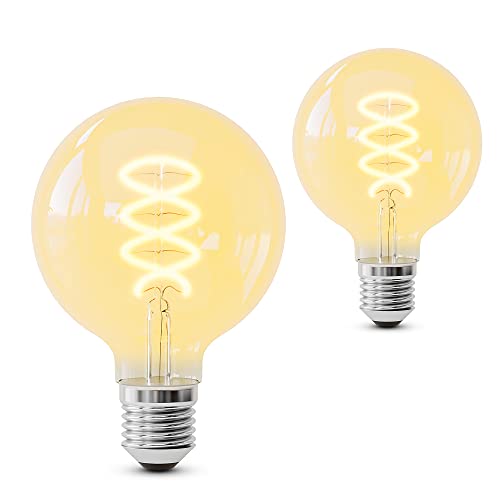 SSC-LUXon 2 Stück LUBI Design Retro LED Glühbirne E27 Globe mit Vintage Filament - Leuchtmittel dimmbar 3,5W extra warmweiß Ambiente von SSC-LUXon