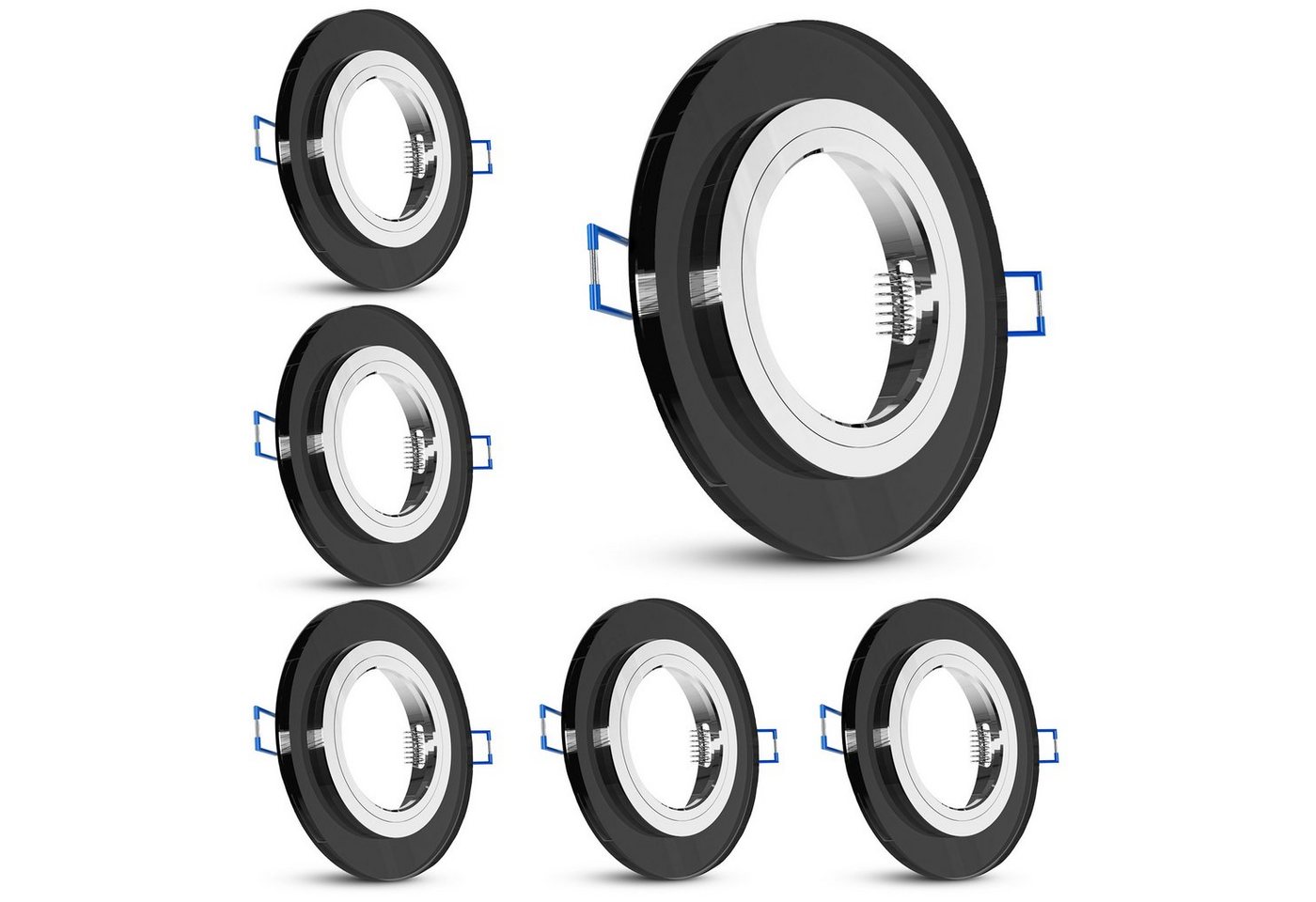 SSC-LUXon LED Einbaustrahler Runde Glas-Einbauleuchte schwarz, Alu Innenring, mit GU10-Fassung von SSC-LUXon