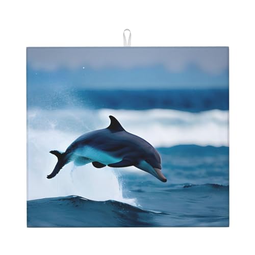 Killer Whale Delphin Ocean 1 Küchentheke, saugfähige Matte, Abtropfmatte, Spülbeckenmatte, Wasseraufnahme vom Feinsten von SSIMOO
