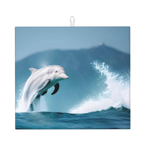 Killerwal Delfin Ozean Küchentheke saugfähige Matte – Abtropfmatte – Spülbeckenmatte – Wasseraufnahme vom Feinsten von SSIMOO
