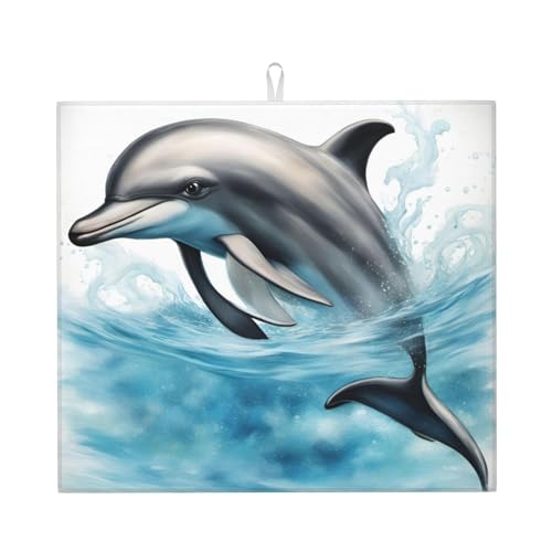 Ocean Delphin Looking At You Küchentheke, saugfähige Matte, Abtropfmatte, Spülbeckenmatte, Wasseraufnahme vom Feinsten von SSIMOO