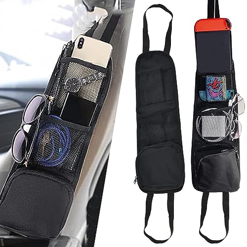 SSyang Autositz-Seitenorganisator, 2 Stücke Multifunktionale Auto Aufbewahrungstasche, Wasserdicht Hängetasche für Autositze, Rücksitz Kopfstütze Haken, Auto Organizer, 42*14cm, für Autositz(Schwarz) von SSyang