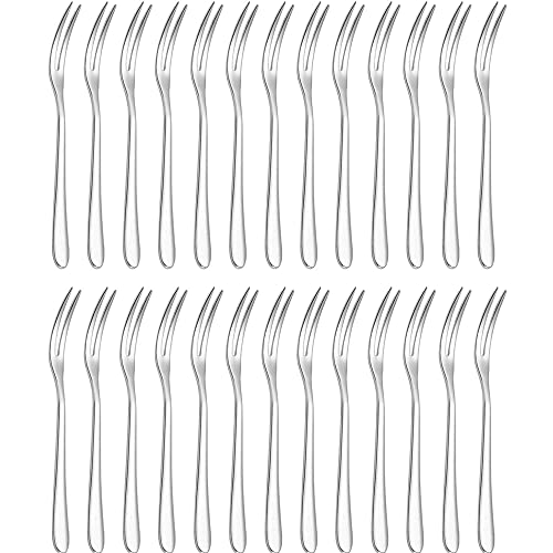 SSyang Fruchtgabel Aus Edelstahl,26 Stück Geschirr Gabel,Kleine Gabel,130 * 10mm Dessert Mini Gabelkuchen Rostfreier Stahl Gabel Hochwertiger Edelstahl,Für Obst,Gemüse,Salat,Kuchen,Dessert(Silber) von SSyang