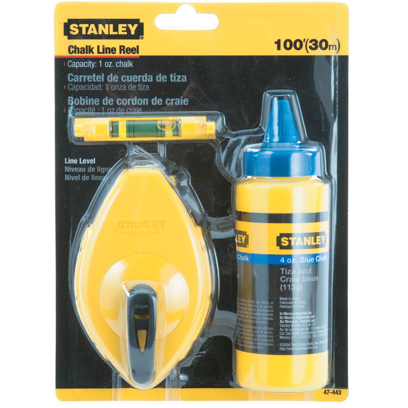 STANLEY Schlagschnur-Set 0-47-443 30m Set inkl. blaue Kreide + Schnurwasserwaage von STANLEY®