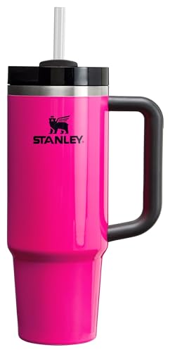 Stanley Quencher H2.0 FlowState Trinkbecher, vakuumisoliert, aus Edelstahl mit Deckel und Trinkhalm, für Wasser, Eistee oder Kaffee, Smoothie und mehr, Rosa (Electric Pink), 887 ml von STANLEY