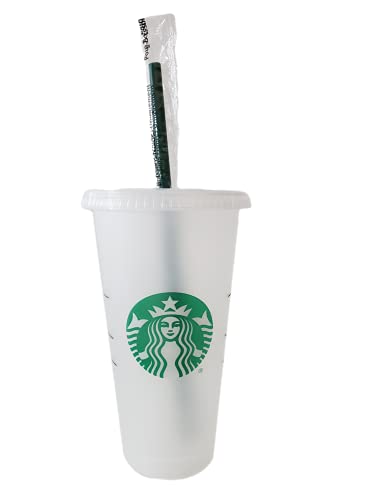STARBUCKS 1 Packung – wiederverwendbare, gefrostete Tasse mit Deckel und grünem Strohhalm mit Deckel, 680 ml, Mattweiß, Kunststoff STARBUCKS 1 Packung – wiederverwendbare, gefrostete Tasse mit Deckel und grünem Strohhalm mit Deckel, 680 ml, Mattweiß, Kunststoff von Starbucks