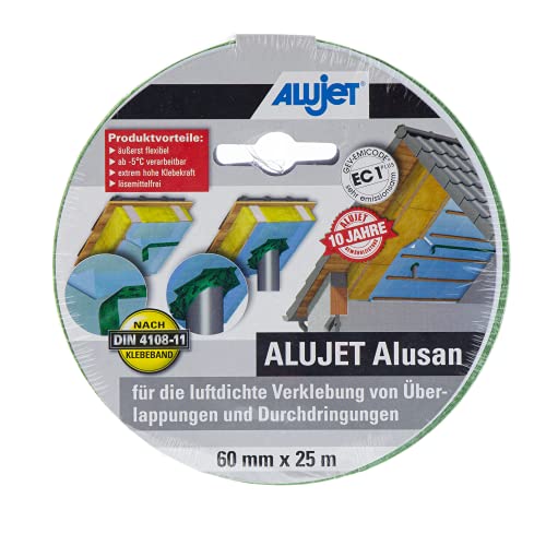 ALUJET Alusan Klebeband zur luftdichten Verklebung von Dampfbremsfolien an Durchdringungen und bei Überlappungen, Dichtband für Dampfsperre, 60x25 von STAUBPIRAT